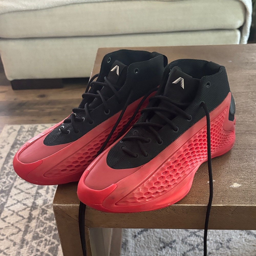 Anthony Edward’s 1 Mid Black and Red Basketball Sneakers.